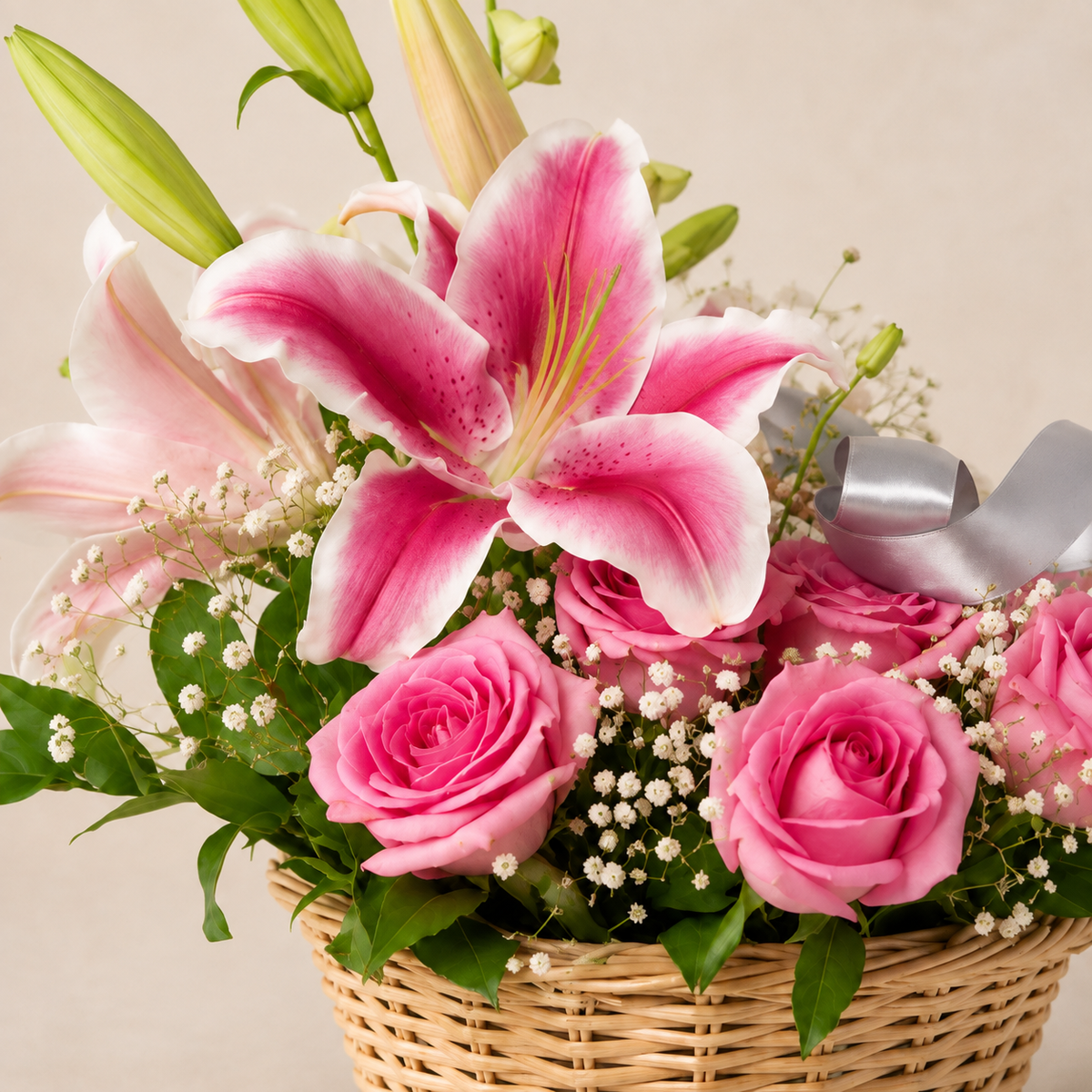 Blush Lily Garden Basket