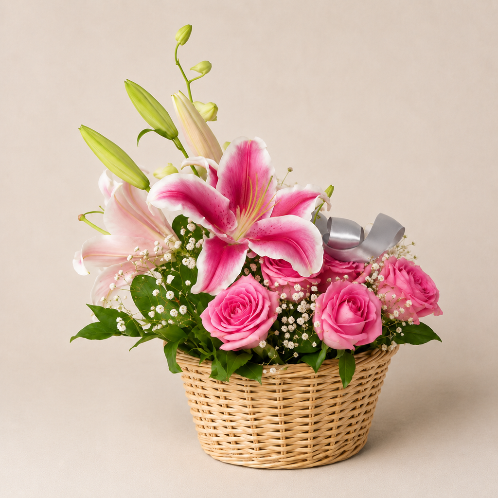 Blush Lily Garden Basket