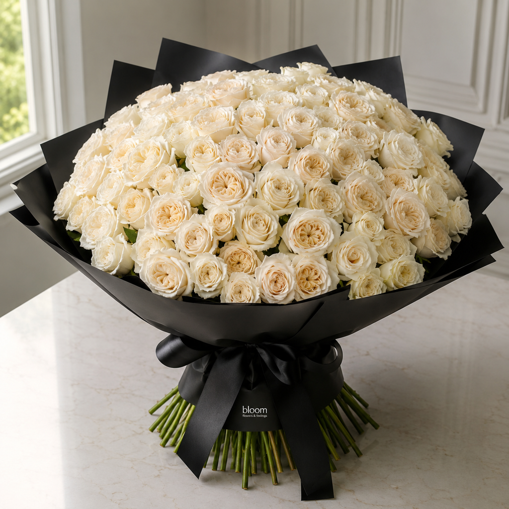 Imperial White 100 Rose Wrap