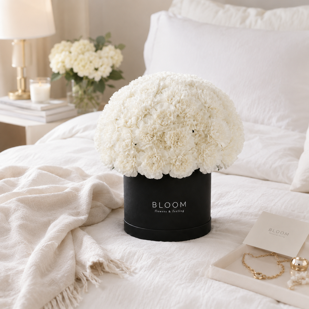 White Carnations Bloom Box