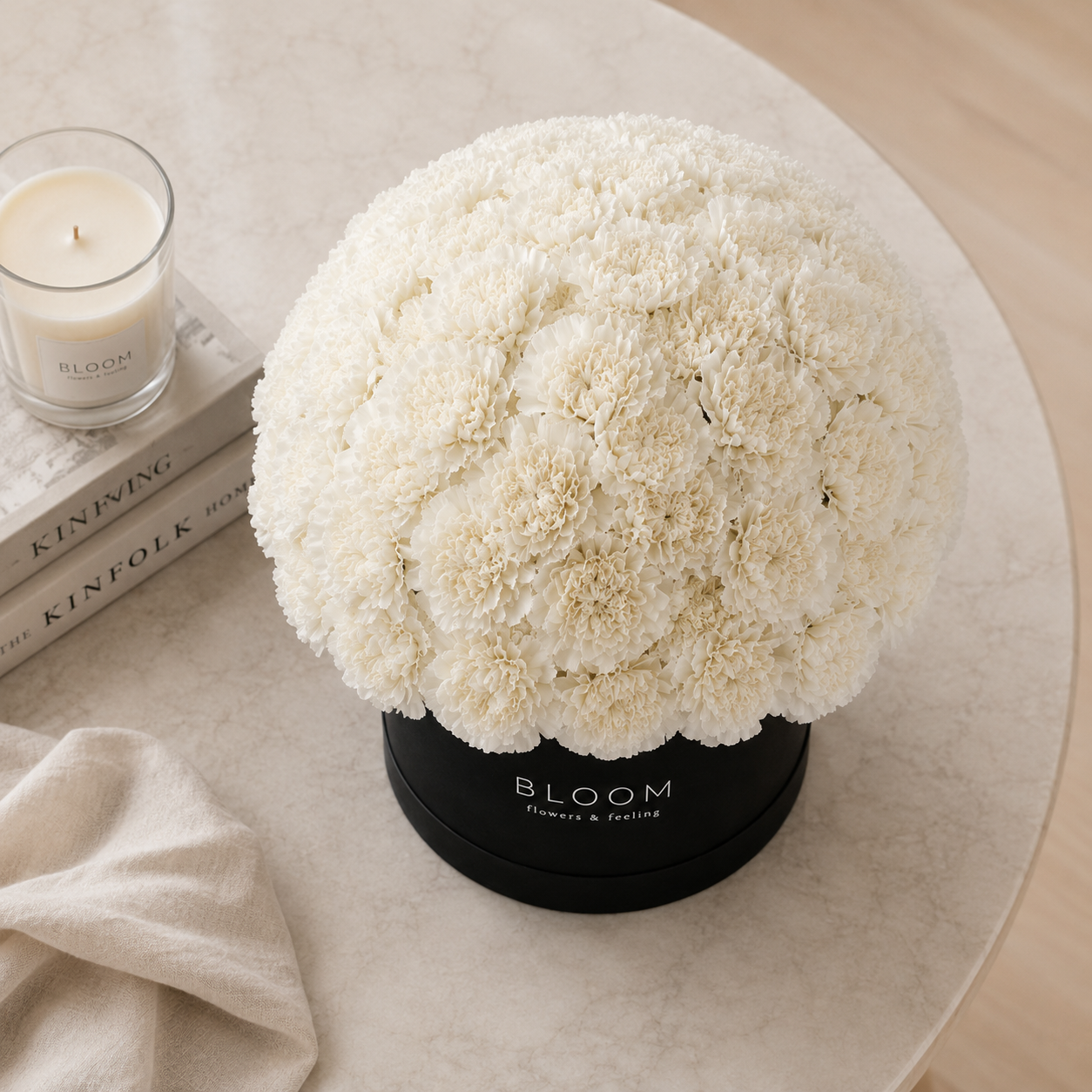 White Carnations Bloom Box