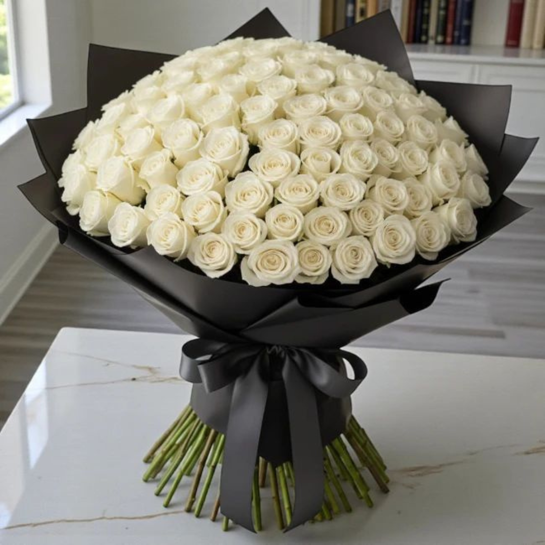 Imperial White 100 Rose Wrap