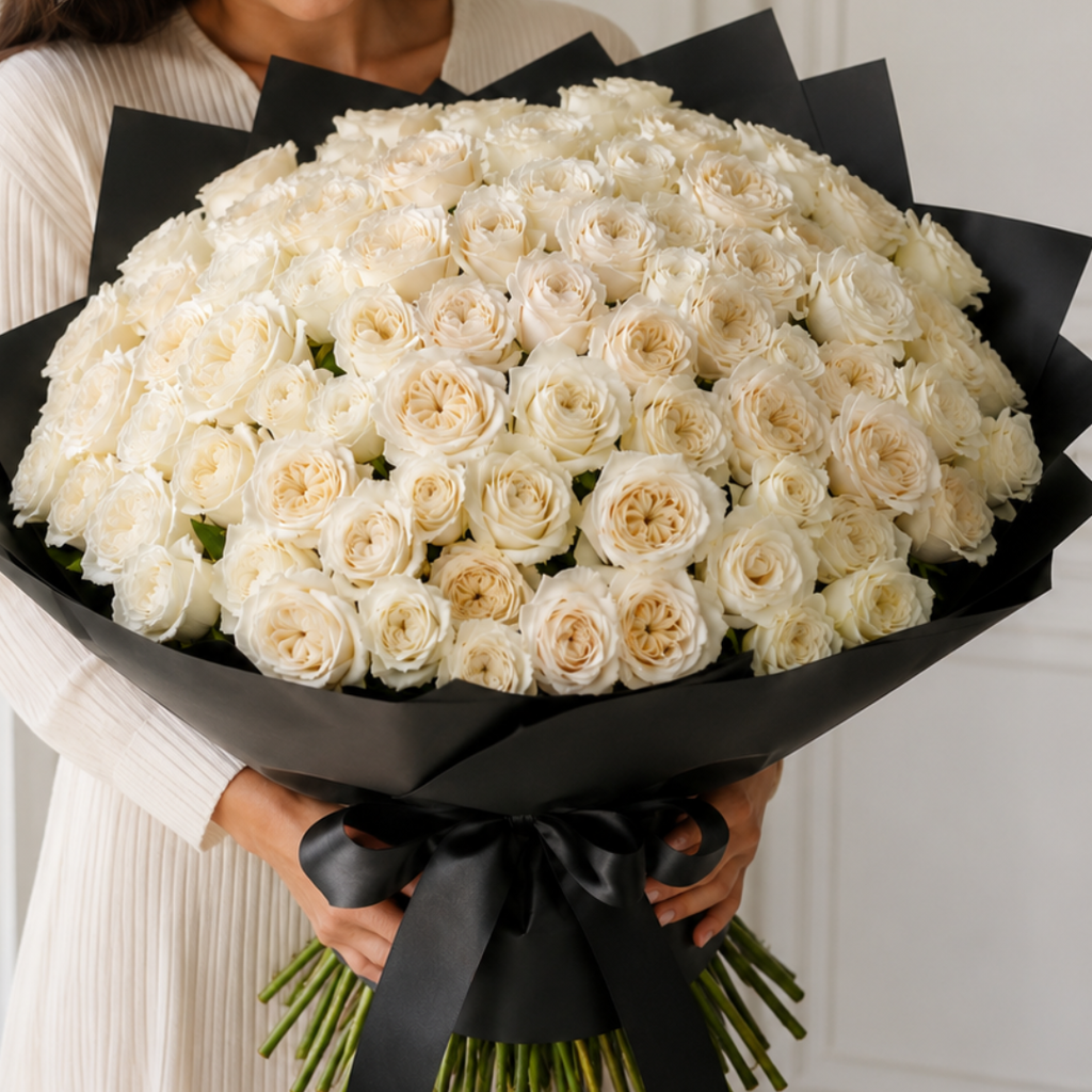 Imperial White 100 Rose Wrap